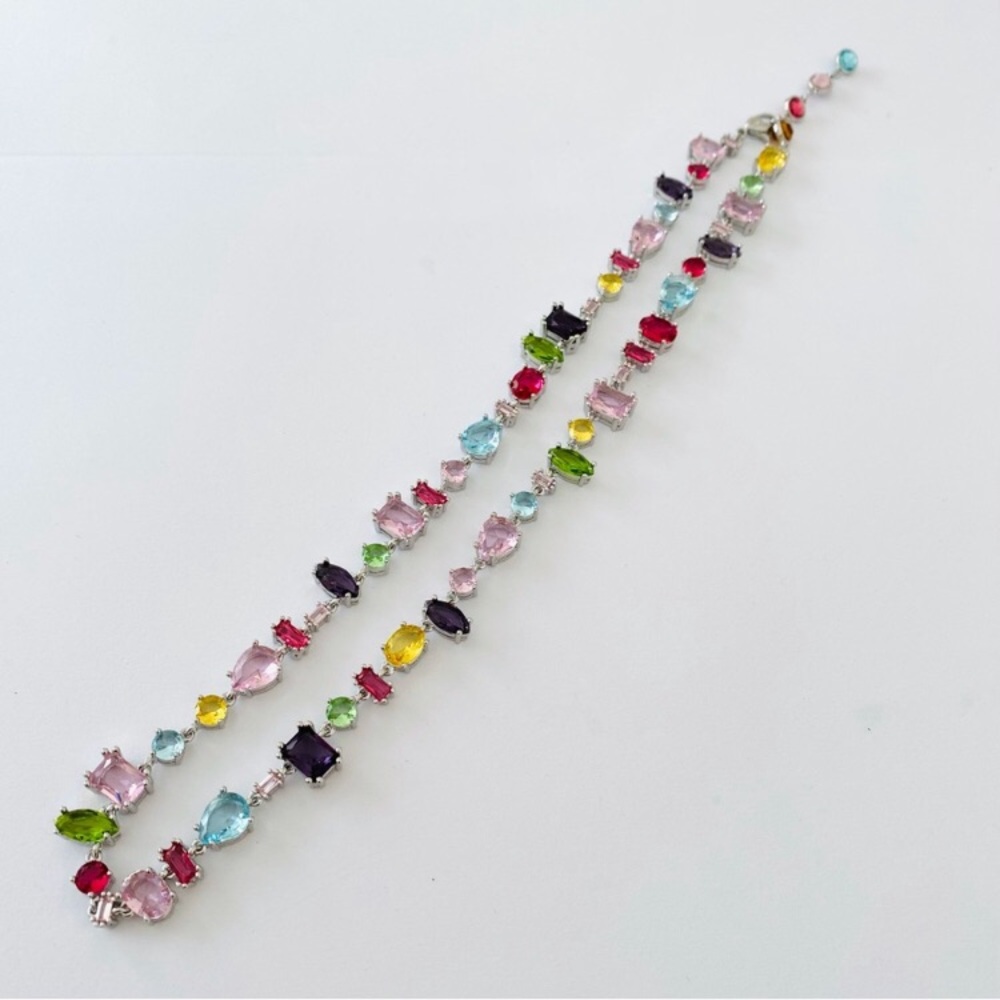 New in Box $520 Swarovski Gema Rainbow Crystals Rhodium Plated Necklace - Picture 3 of 12